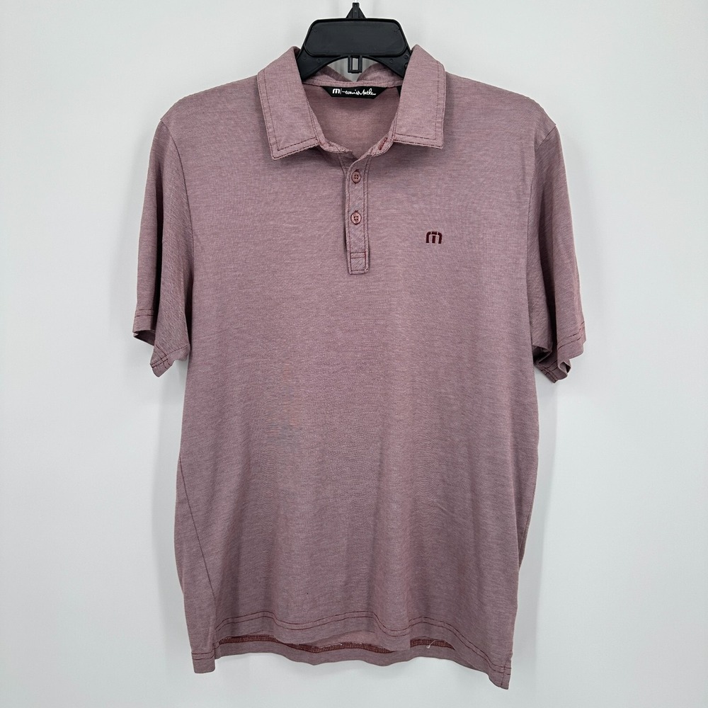 Travis Mathew Polo Shirt Men M Maroon Golf Performance Church Work Travel Preppy